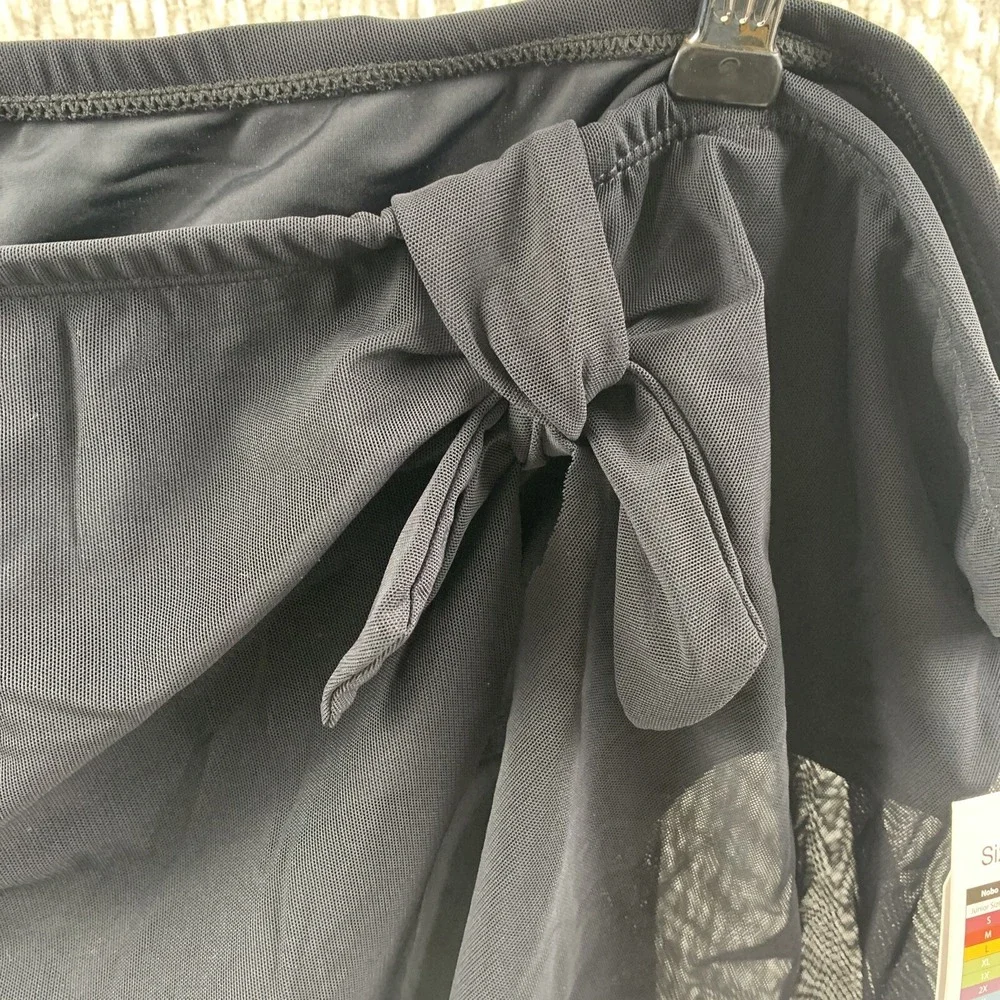 NWT Time and Tru Womens‎ Mesh Swim Suit Skirt Black Bottom 3X (24W-26W) Side Tie